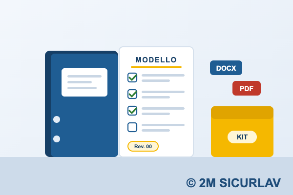 Documenti e modelli 2M SICURLAV: raccoglitore, modello con lista di controllo e kit in Word e PDF